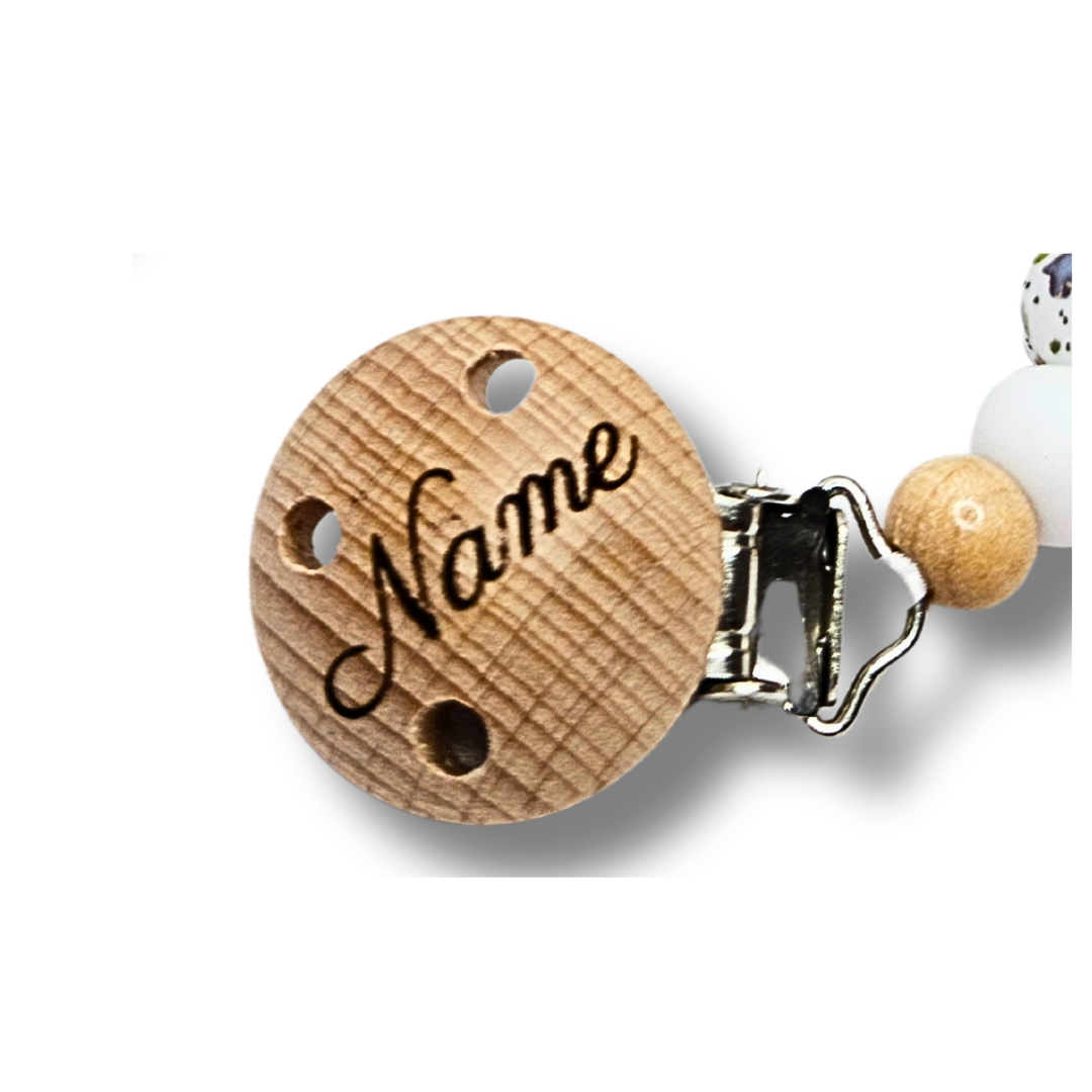 Schnullerkette-Rose mit Clip Gravur - LovelyMoments