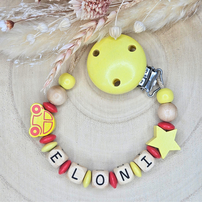 Schnullerkette Holz Auto/Stern - LovelyMoments