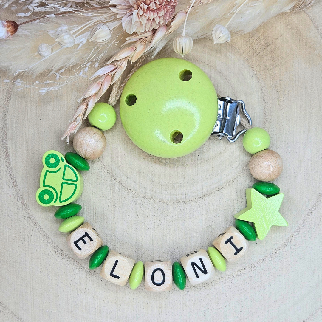 Schnullerkette Holz Auto/Stern - LovelyMoments
