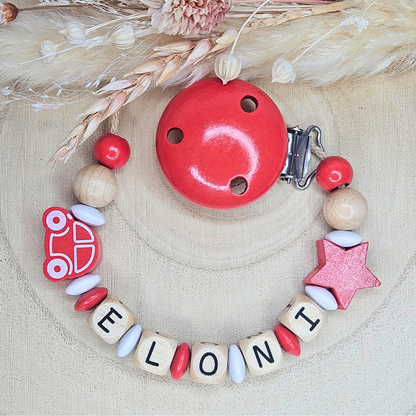 Schnullerkette Holz Auto/Stern - LovelyMoments
