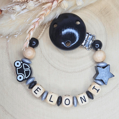 Schnullerkette Holz Auto/Stern - LovelyMoments