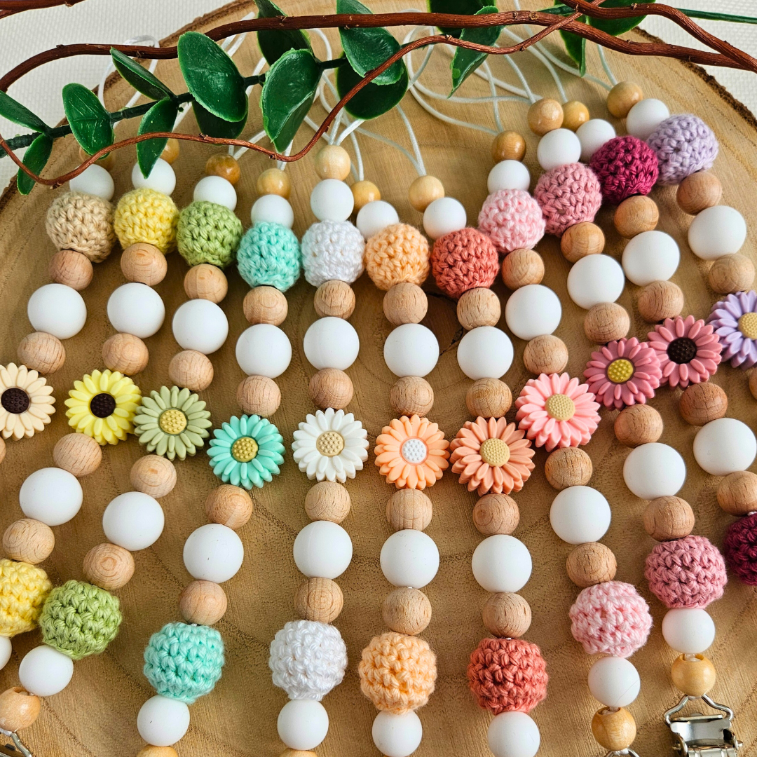 Schnullerkette-Blümchen Pur-Set - LovelyMoments