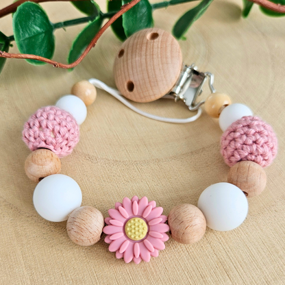 Schnullerkette-Blümchen Pur-Set - LovelyMoments