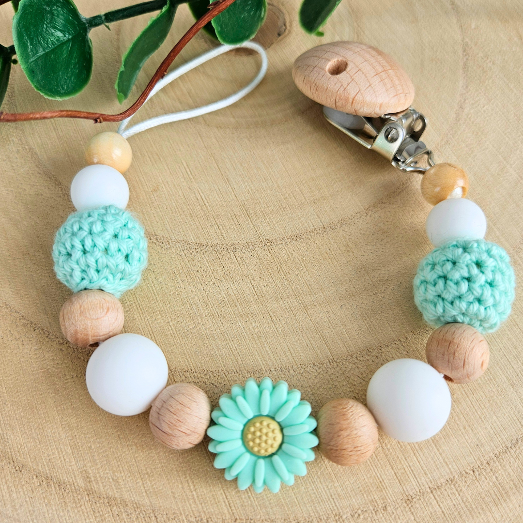 Schnullerkette-Blümchen Pur-Set - LovelyMoments