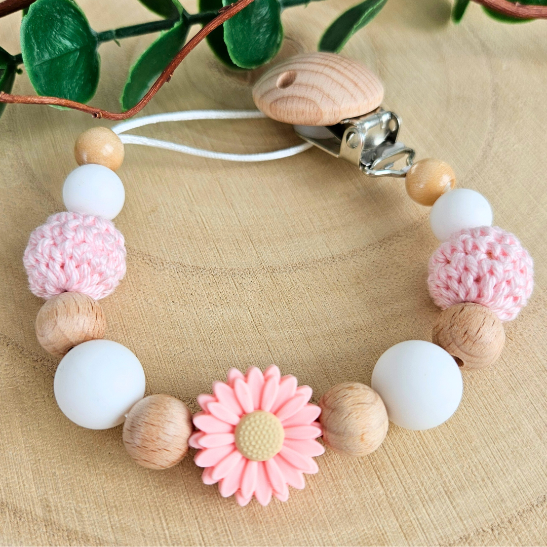Schnullerkette-Blümchen Pur-Set - LovelyMoments