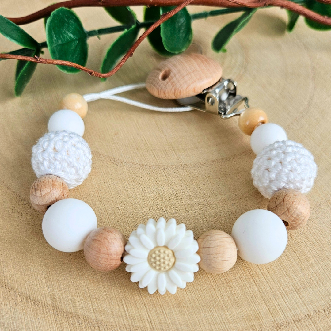 Schnullerkette-Blümchen Pur-Set - LovelyMoments