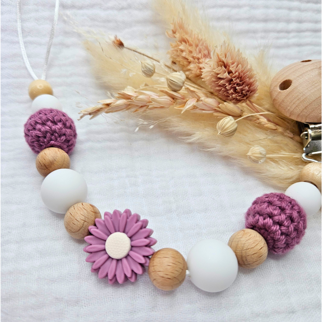 Schnullerkette-Blümchen Pur-Set - LovelyMoments