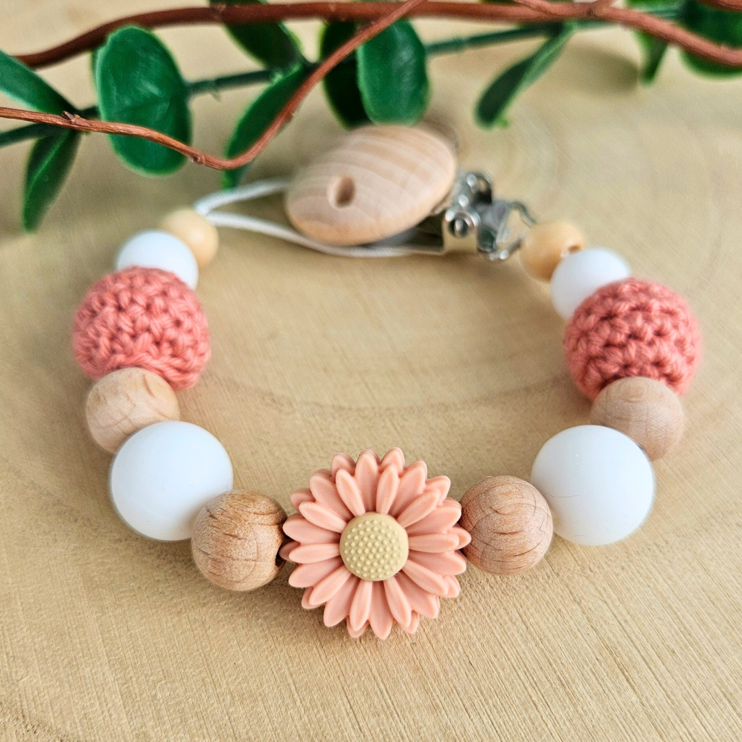 Schnullerkette-Blümchen Pur-Set - LovelyMoments