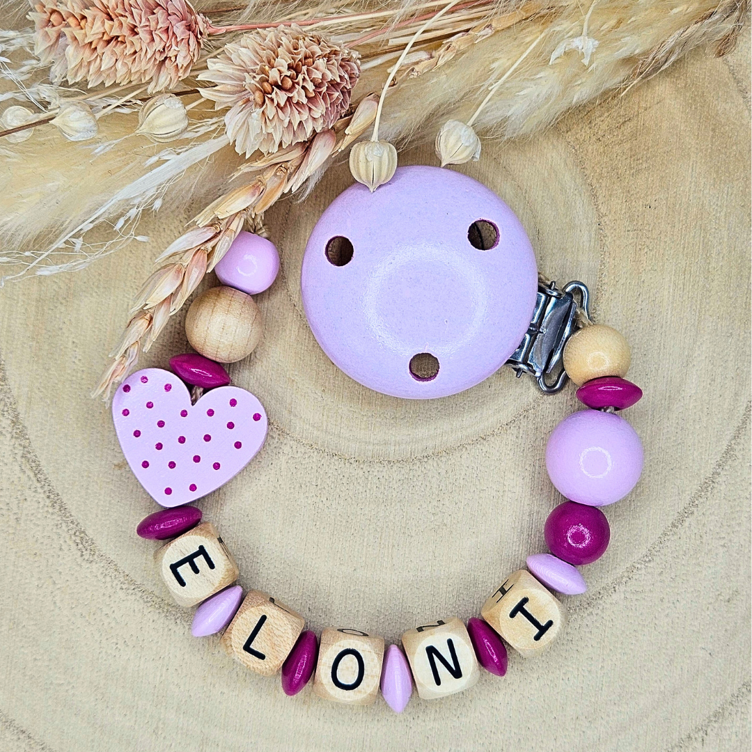 Schnullerkette Holz-Herz Pünktchen - LovelyMoments