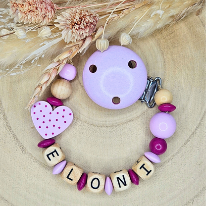 Schnullerkette Holz-Herz Pünktchen - LovelyMoments
