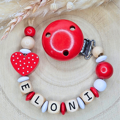 Schnullerkette Holz-Herz Pünktchen - LovelyMoments