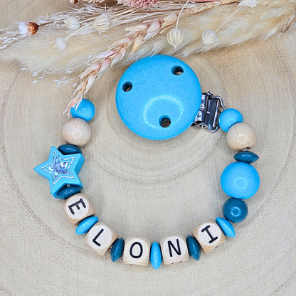 Schnullerkette Holz Holo-Stern - LovelyMoments