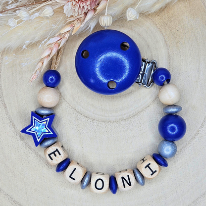Schnullerkette Holz Holo-Stern - LovelyMoments