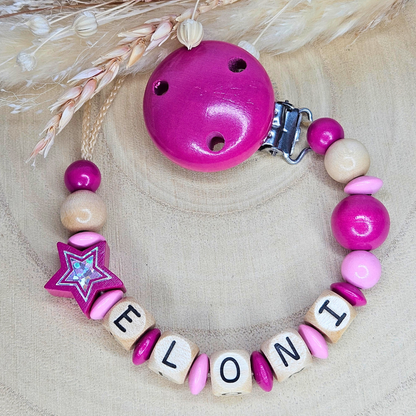 Schnullerkette Holz Holo-Stern - LovelyMoments
