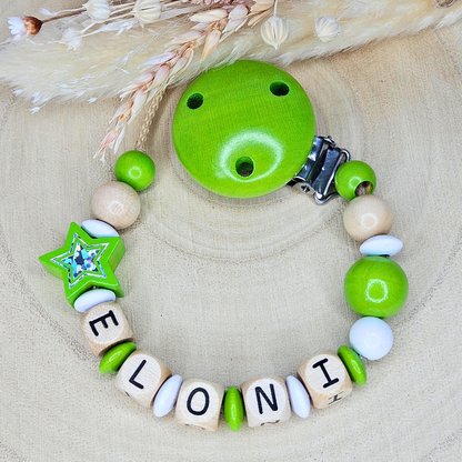 Schnullerkette Holz Holo-Stern - LovelyMoments