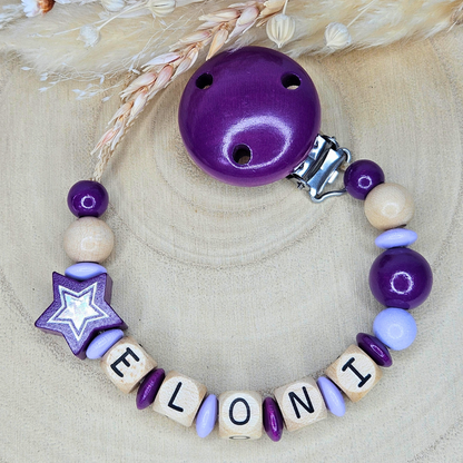 Schnullerkette Holz Holo-Stern - LovelyMoments