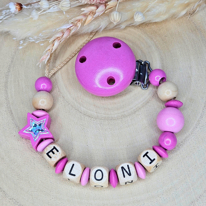 Schnullerkette Holz Holo-Stern - LovelyMoments