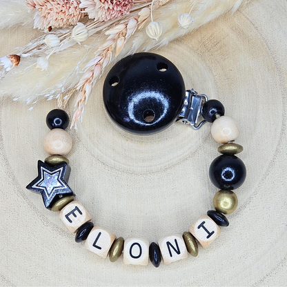 Schnullerkette Holz Holo-Stern - LovelyMoments