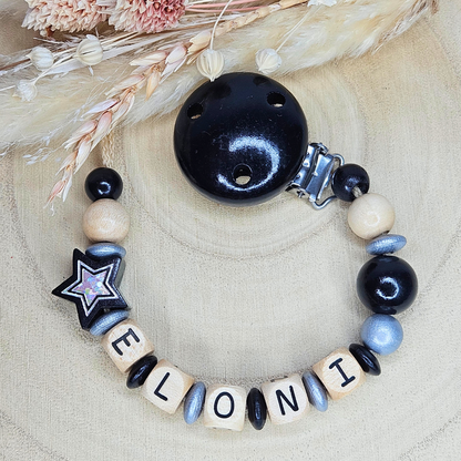 Schnullerkette Holz Holo-Stern - LovelyMoments