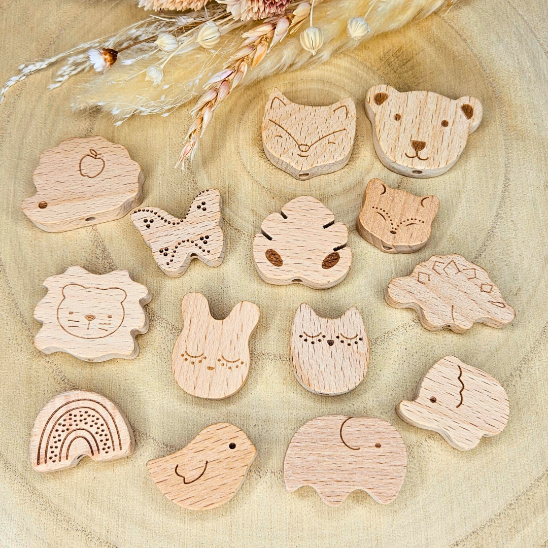 Schnullerkette-Holz Natur-Tierchen - LovelyMoments