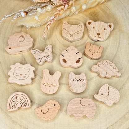 Schnullerkette-Holz Natur-Tierchen - LovelyMoments