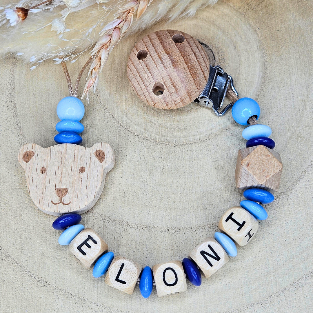 Schnullerkette-Holz Natur-Tierchen - LovelyMoments