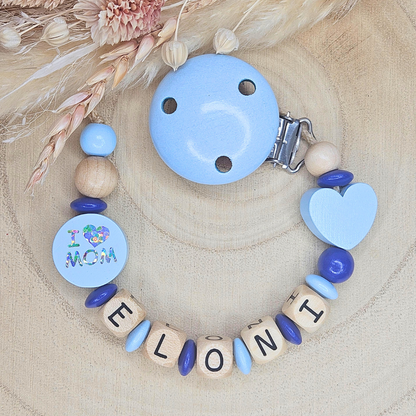 Schnullerkette Holz I Love Mom/Dad - LovelyMoments