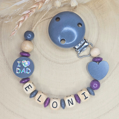 Schnullerkette Holz I Love Mom/Dad - LovelyMoments