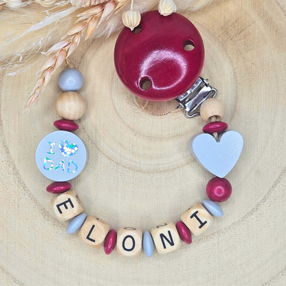 Schnullerkette Holz I Love Mom/Dad - LovelyMoments