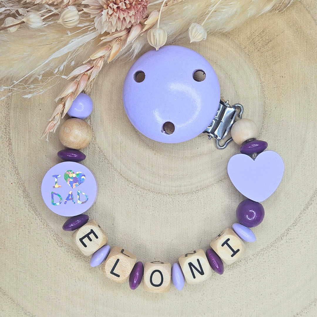 Schnullerkette Holz I Love Mom/Dad - LovelyMoments