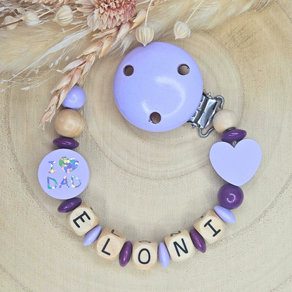 Schnullerkette Holz I Love Mom/Dad - LovelyMoments