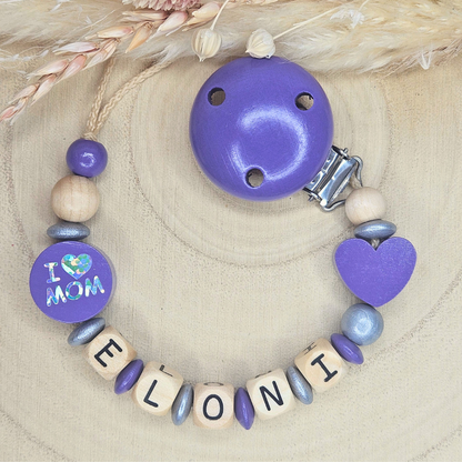 Schnullerkette Holz I Love Mom/Dad - LovelyMoments