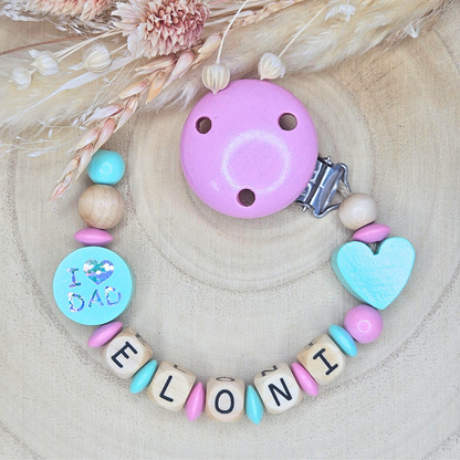 Schnullerkette Holz I Love Mom/Dad - LovelyMoments