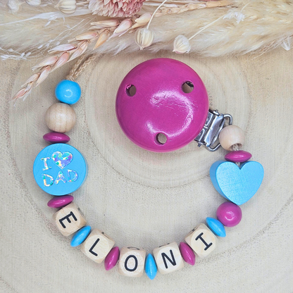 Schnullerkette Holz I Love Mom/Dad - LovelyMoments