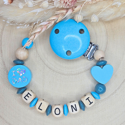 Schnullerkette Holz I Love Mom/Dad - LovelyMoments