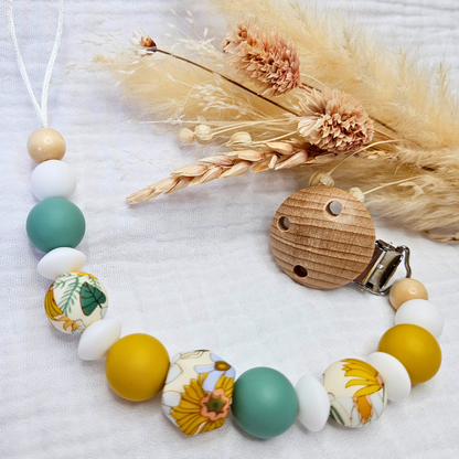 Schnullerkette-Pur Jade/Senf - LovelyMoments