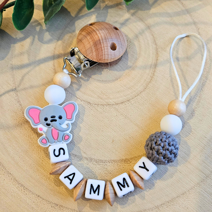 Schnullerkette-Elefant Grau - LovelyMoments