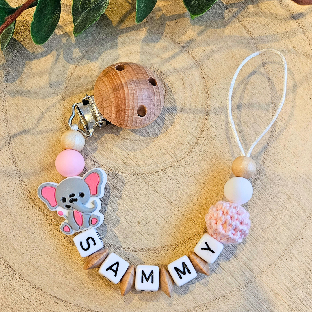 Schnullerkette-Elefant Grau - LovelyMoments