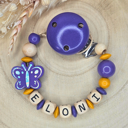 Schnullerkette-Holz Schmetterling Holo - LovelyMoments