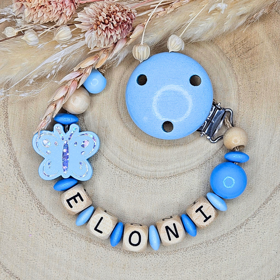 Schnullerkette-Holz Schmetterling Holo - LovelyMoments