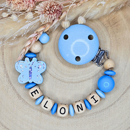Schnullerkette-Holz Schmetterling Holo - LovelyMoments