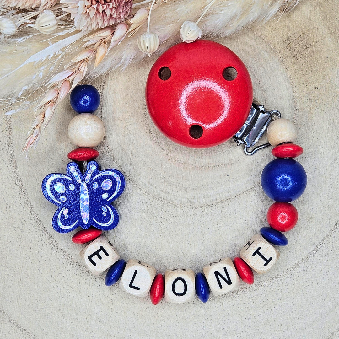 Schnullerkette-Holz Schmetterling Holo - LovelyMoments