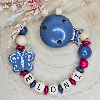 Schnullerkette-Holz Schmetterling Holo - LovelyMoments