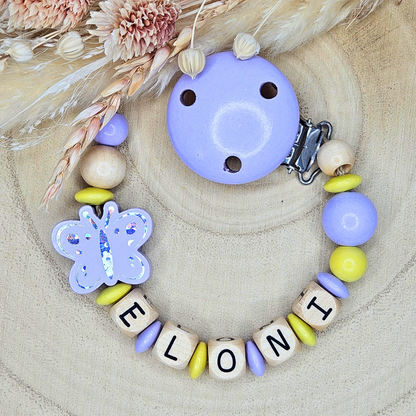 Schnullerkette-Holz Schmetterling Holo - LovelyMoments