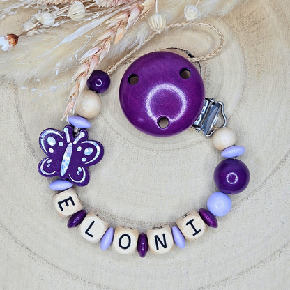 Schnullerkette-Holz Schmetterling Holo - LovelyMoments