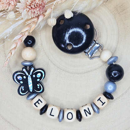 Schnullerkette-Holz Schmetterling Holo - LovelyMoments