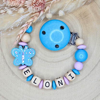 Schnullerkette-Holz Schmetterling Holo - LovelyMoments