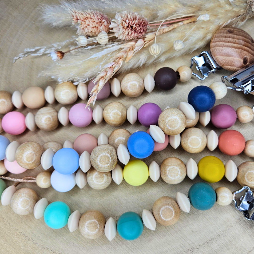 Schnullerkette-Silikonperlen 4 Farben - LovelyMoments