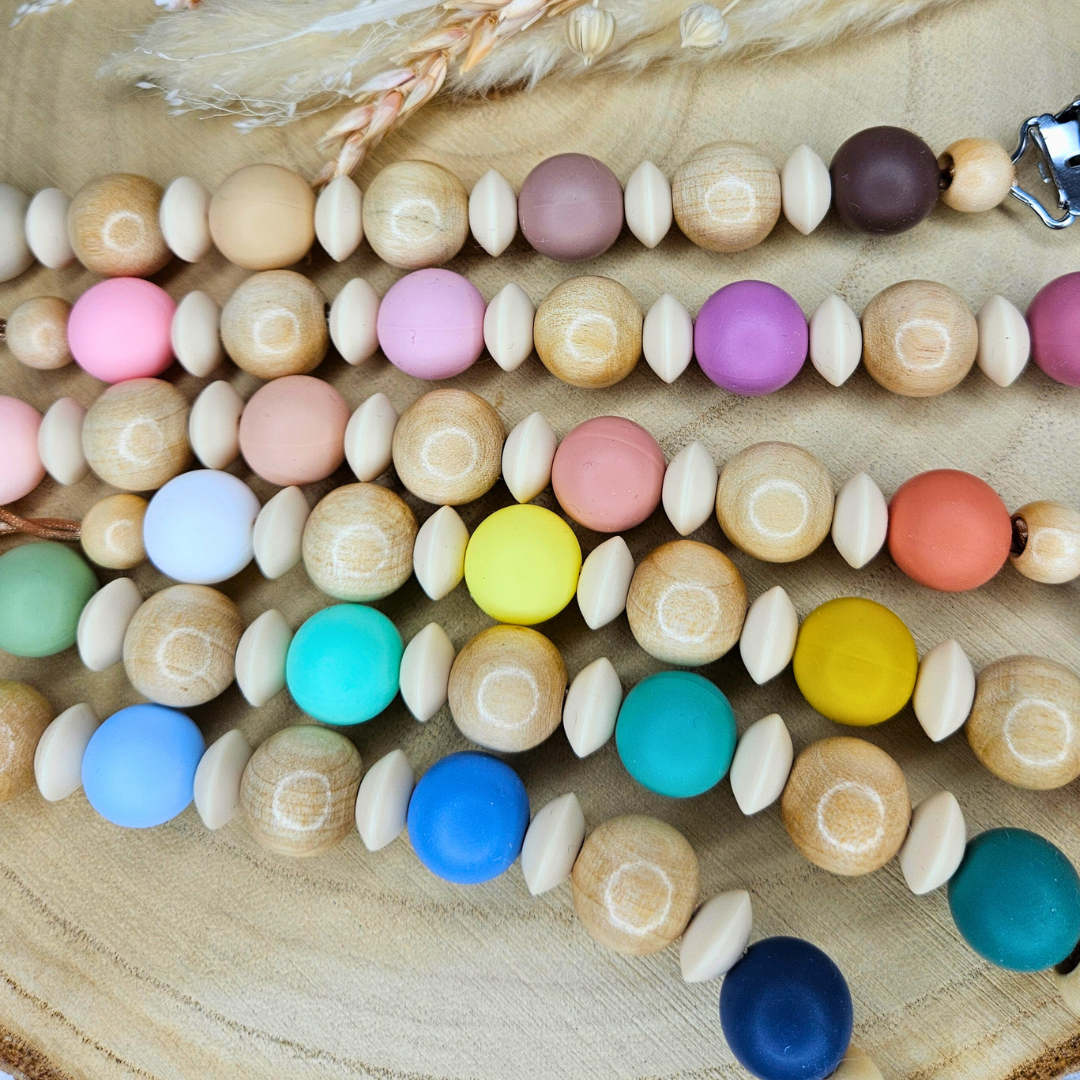 Schnullerkette-Silikonperlen 4 Farben - LovelyMoments