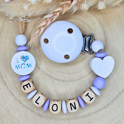 Schnullerkette Holz I Love Mom/Dad Weiß - LovelyMoments